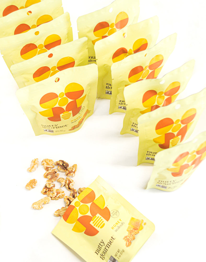 Honey Walnuts - 2 oz Packs of 12 - Nutty Gourmet