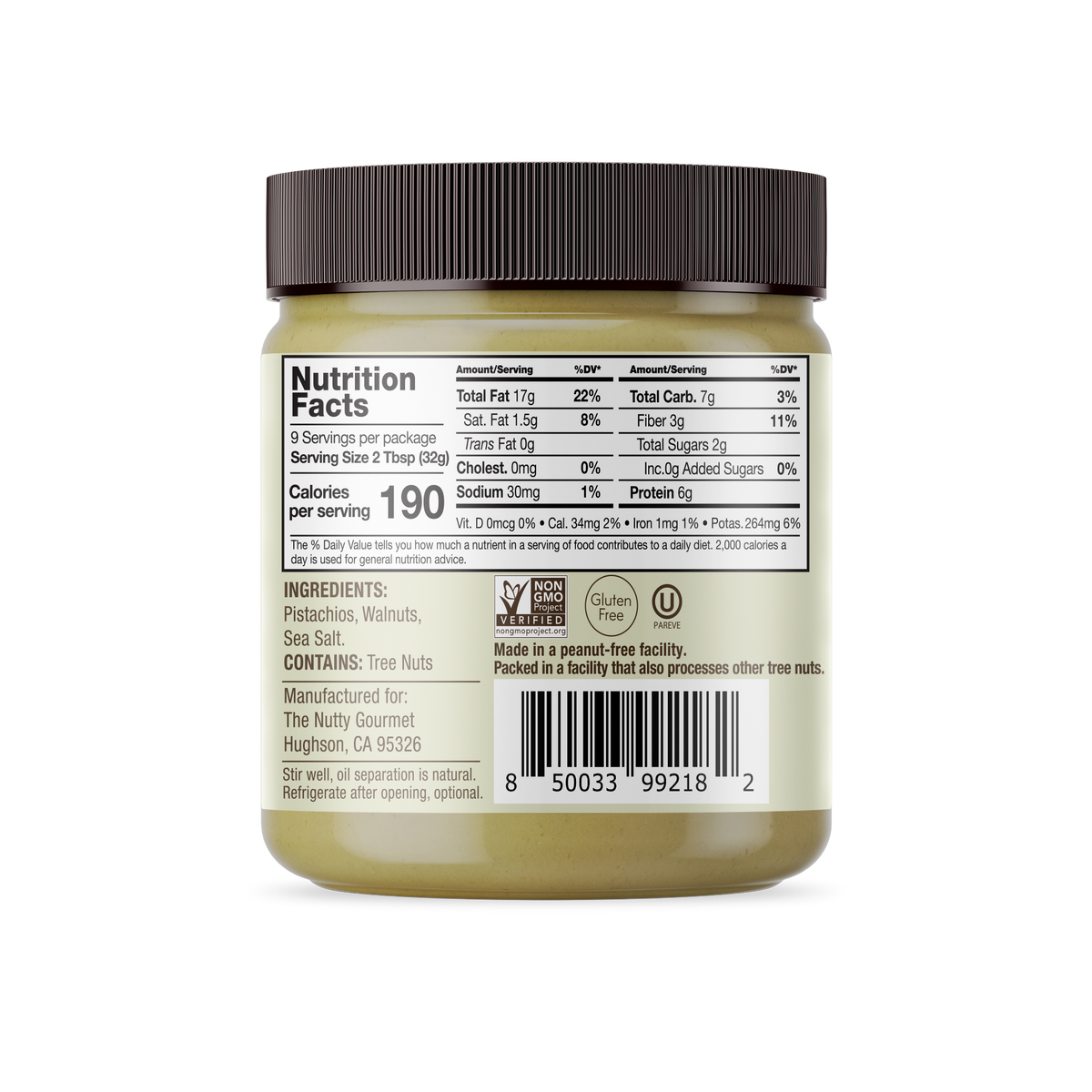 Pistachio Walnut Butter 10 oz. Nutty Gourmet