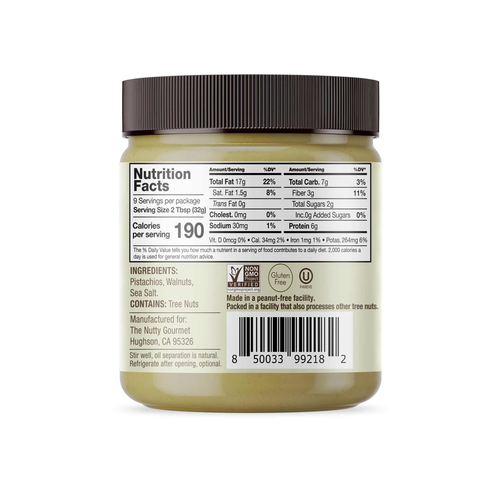 Pistachio Walnut Butter 10 oz. Nutty Gourmet