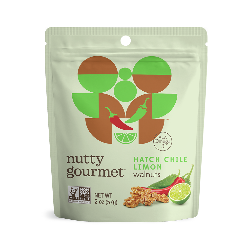 Hatch Chile Limon Walnuts - 2oz Packs of 12 - Nutty Gourmet